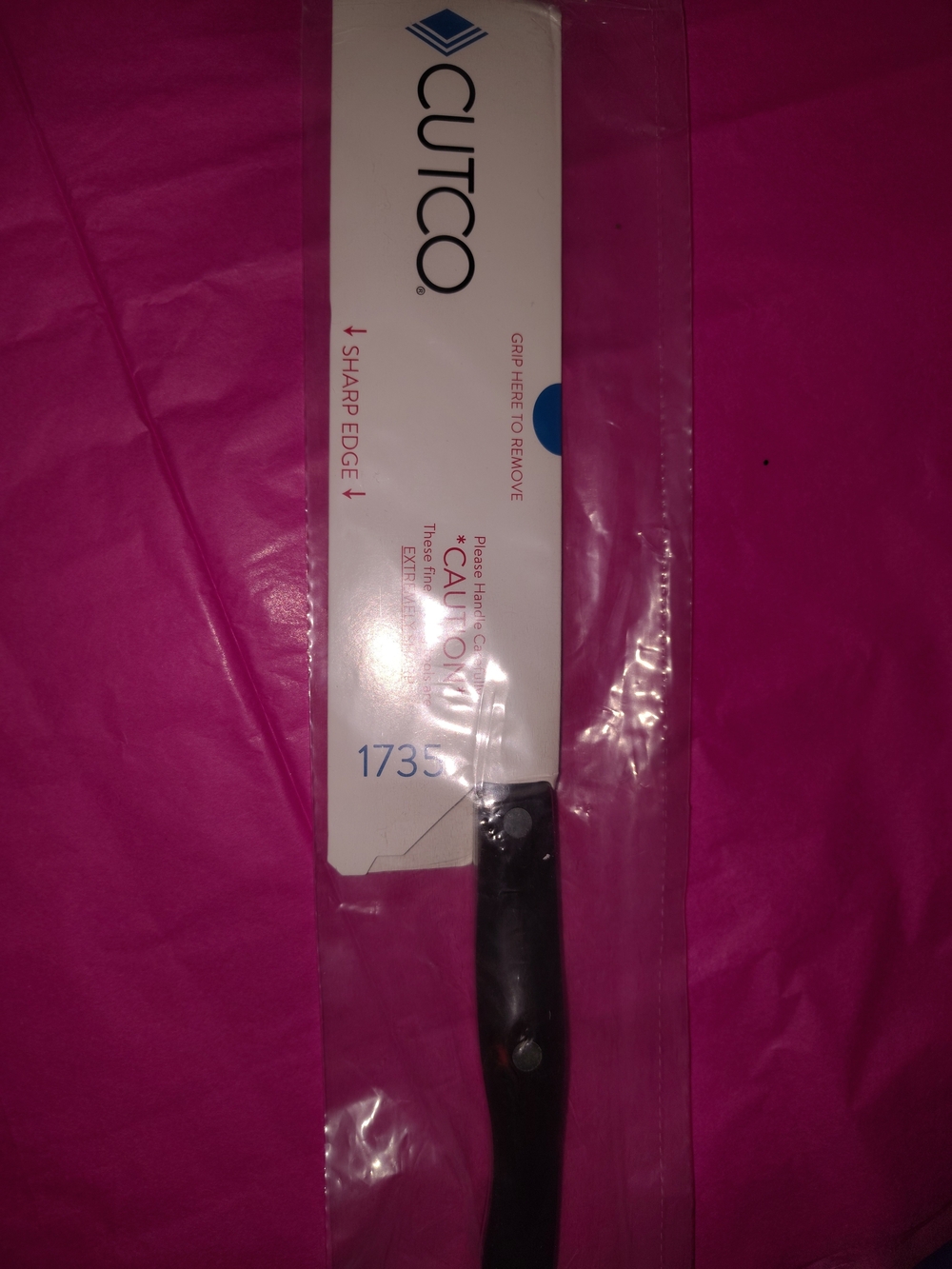 Cutco #1735 Black Handle Kitchen Knife